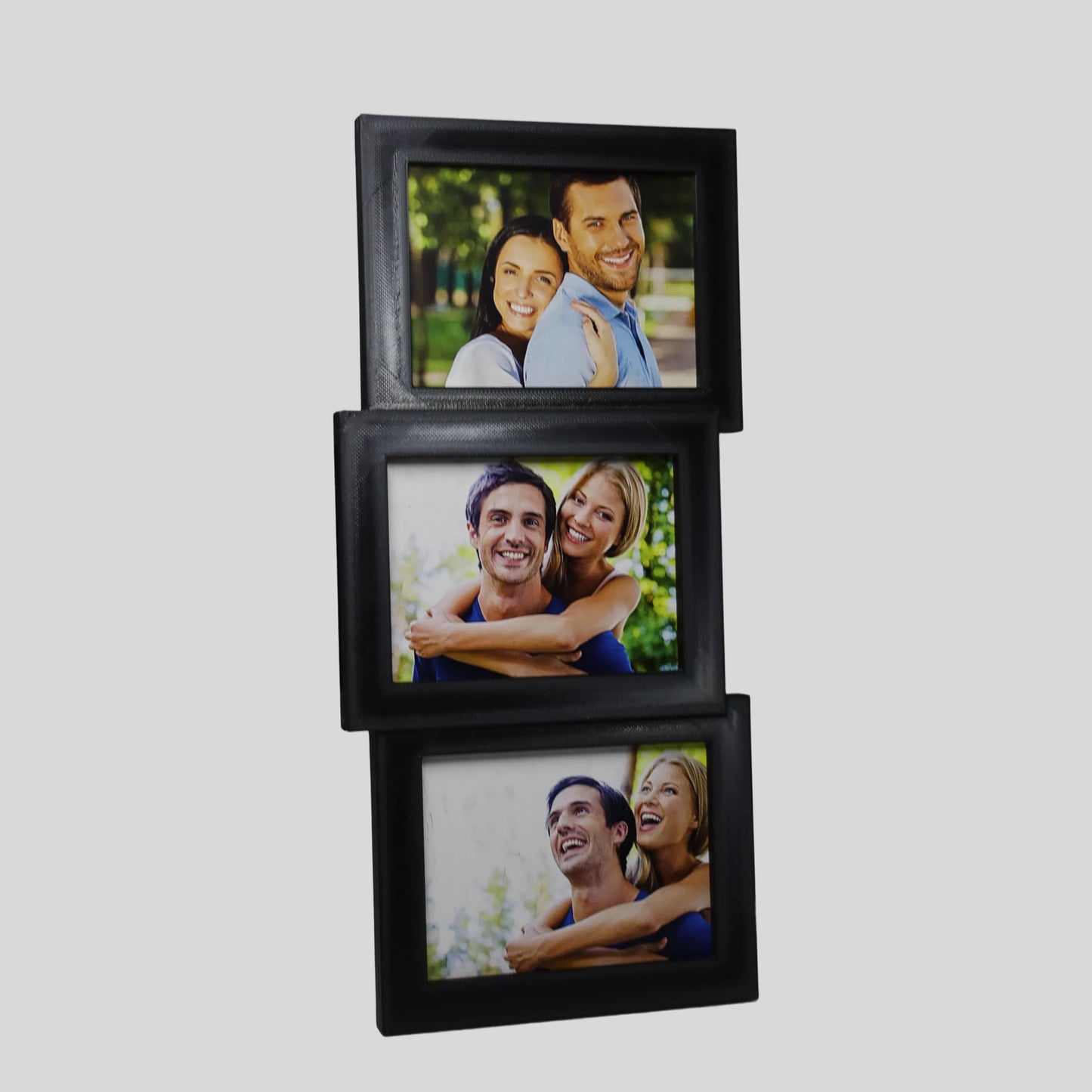 Marco de 3 fotos - 3 Horizontal / 12 fotos MDF Personalizadas / Plumón blanco