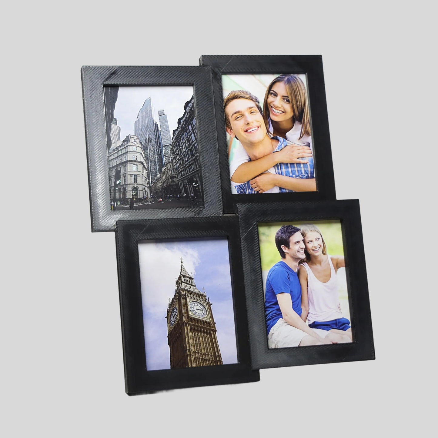 Marco de 4 fotos - 4 Verticales / 12 fotos MDF Personalizadas / Plumón blanco