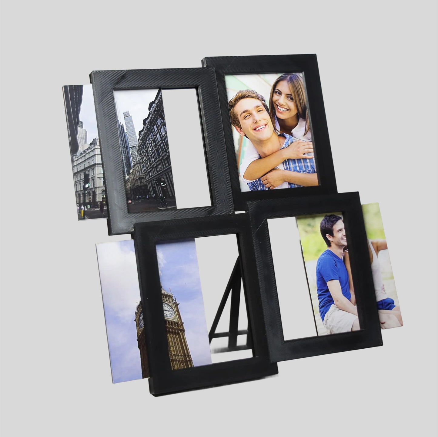 Marco de 4 fotos - 4 Verticales / 12 fotos MDF Personalizadas / Plumón blanco