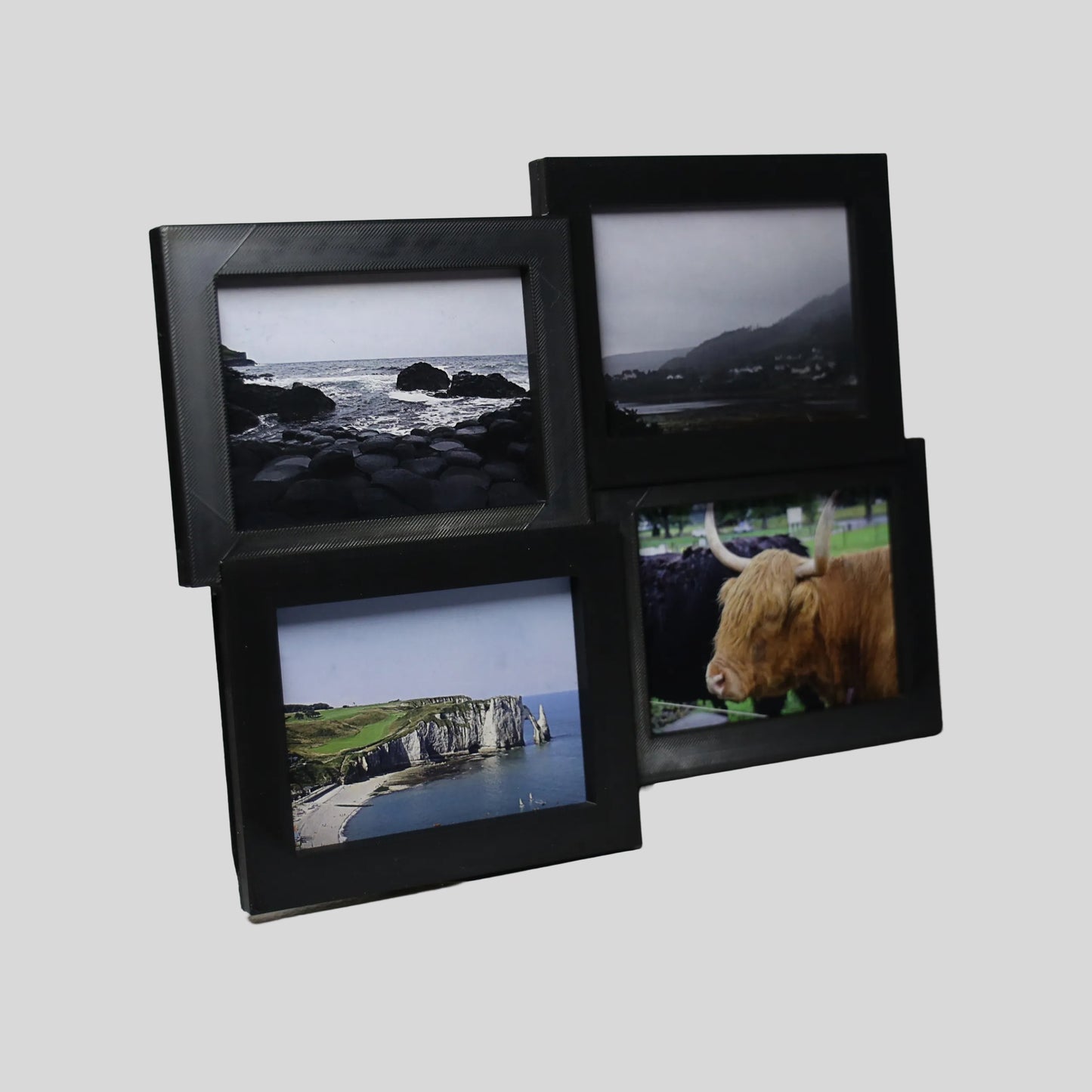 Marco de 4 fotos - 4 Horizontales / 12 fotos MDF Personalizadas / Plumón blanco