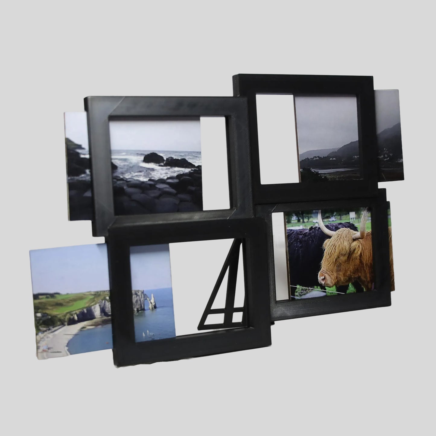 Marco de 4 fotos - 4 Horizontales / 12 fotos MDF Personalizadas / Plumón blanco