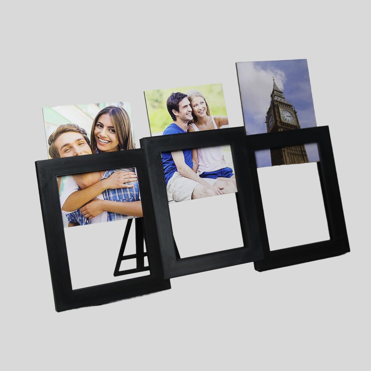 Marco de 3 fotos - 3 Verticales / 12 fotos MDF Personalizadas / Plumón blanco